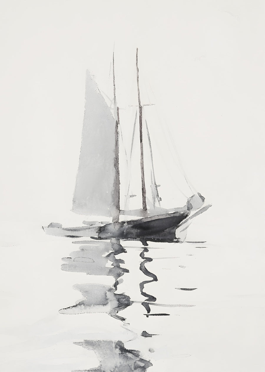 Sailboat Reflection, modern wall art print