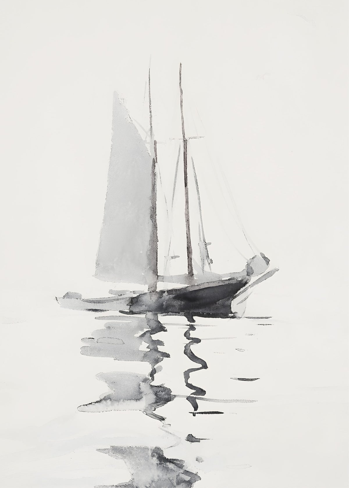 Sailboat Reflection, modern wall art print