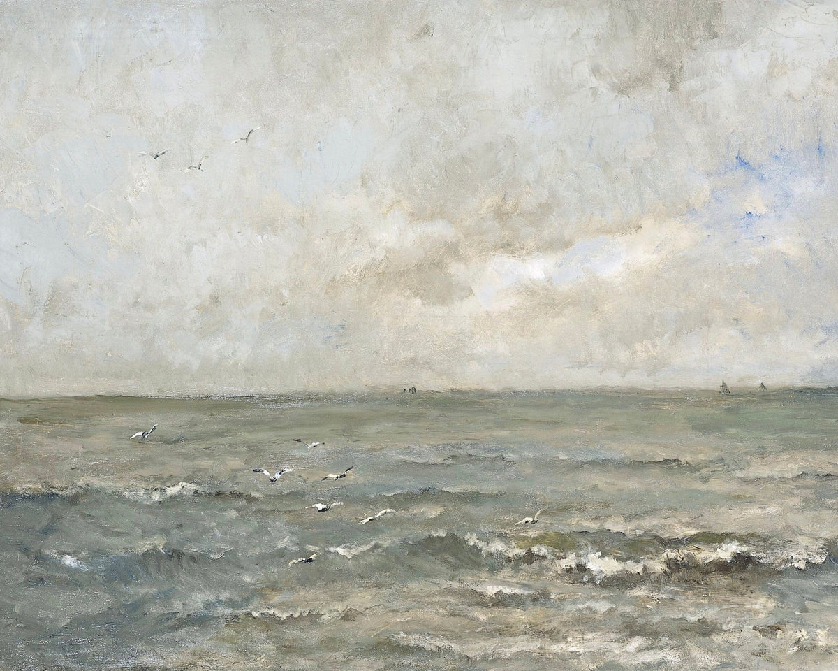 Silver Sea Coastal, modern wall art print