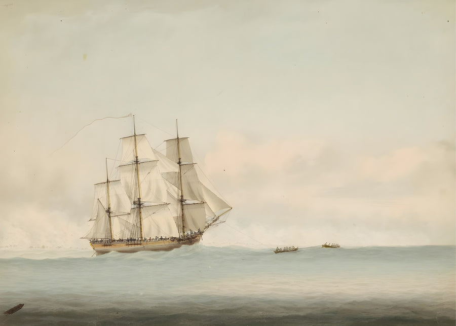 Tall Ship at Sea, vintage wall art print