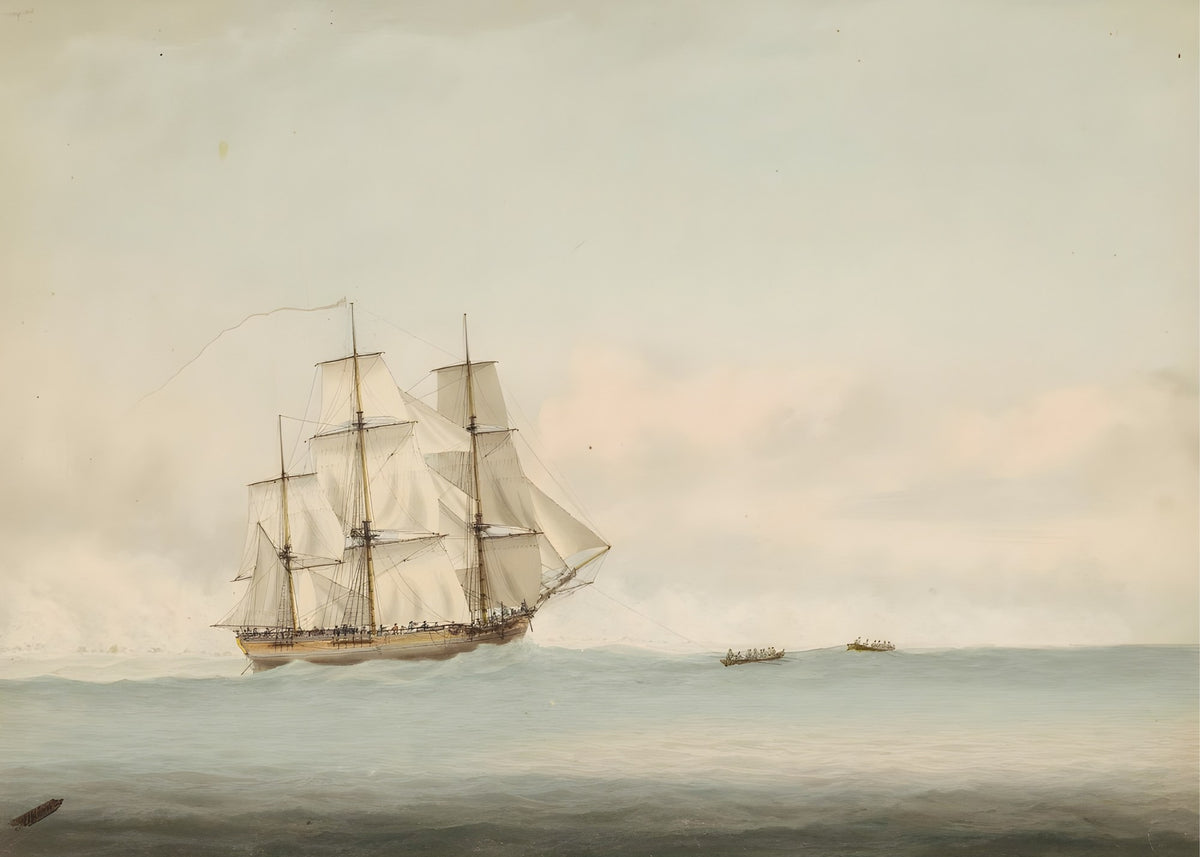 Tall Ship at Sea, vintage wall art print