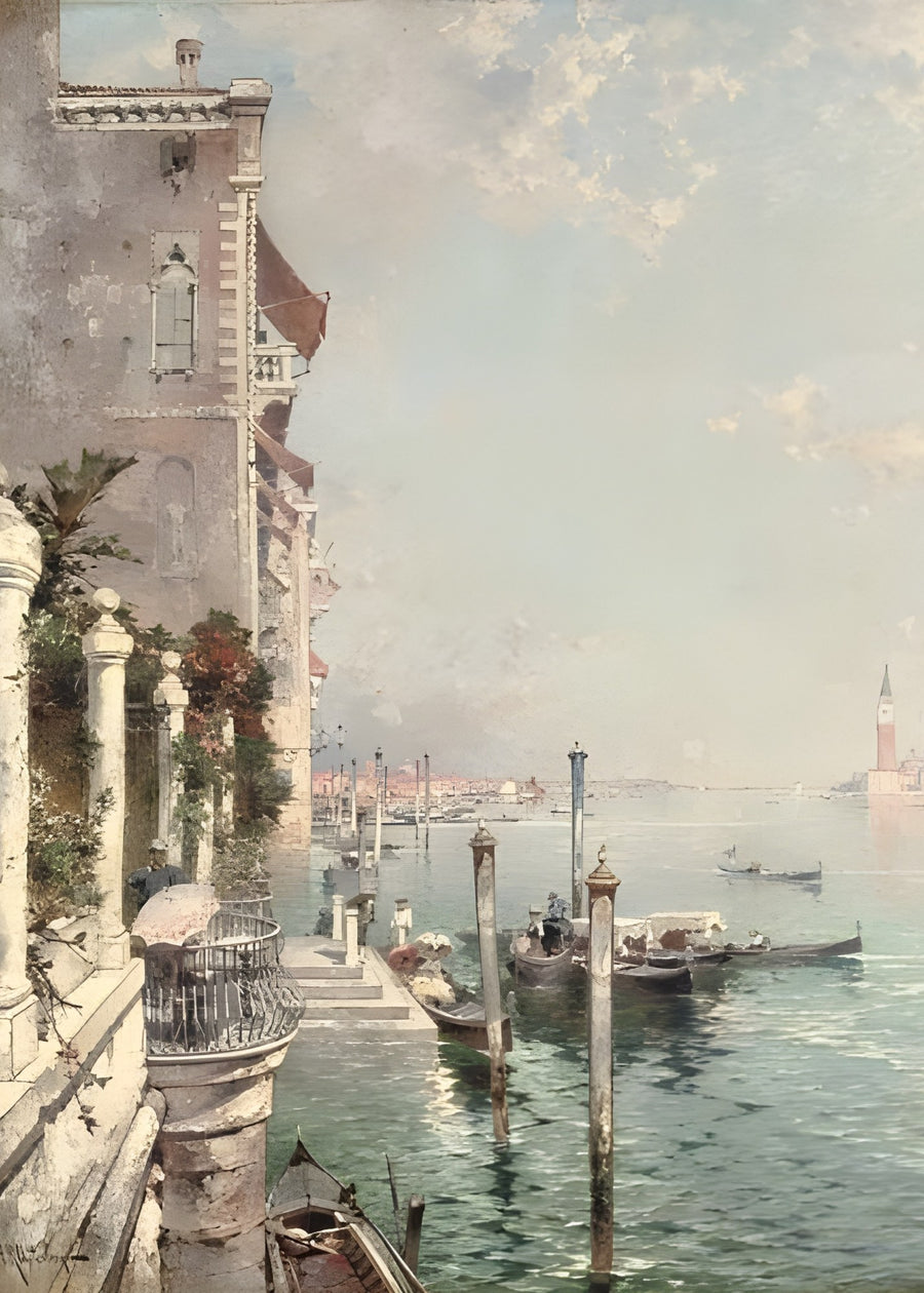 Venetian Balcony, vintage wall art print