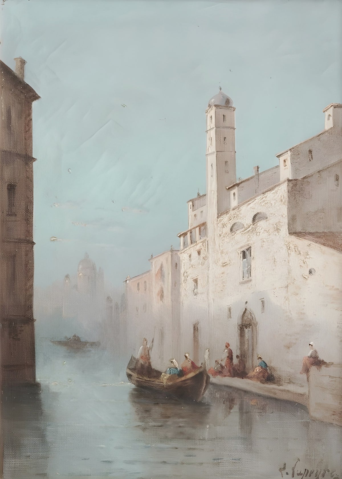 Venetian Canal, vintage wall art print