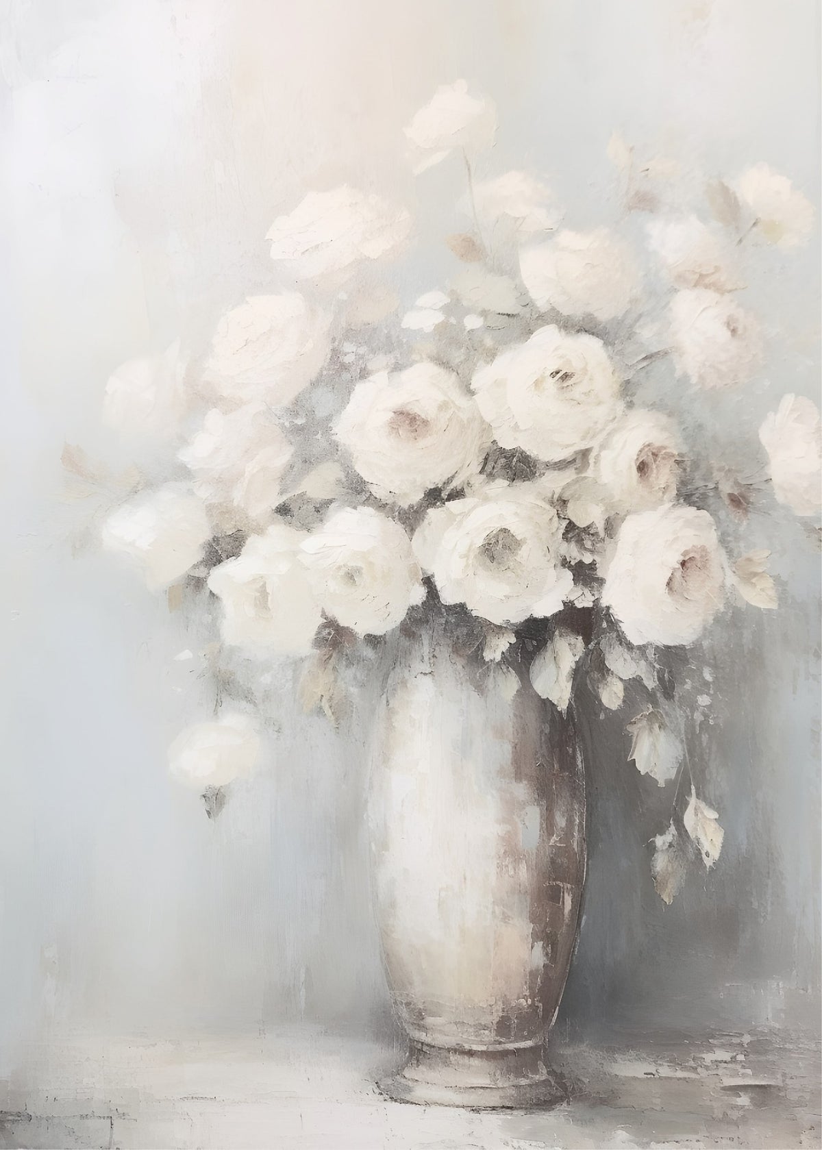 White Garden Vase, botanical wall art print