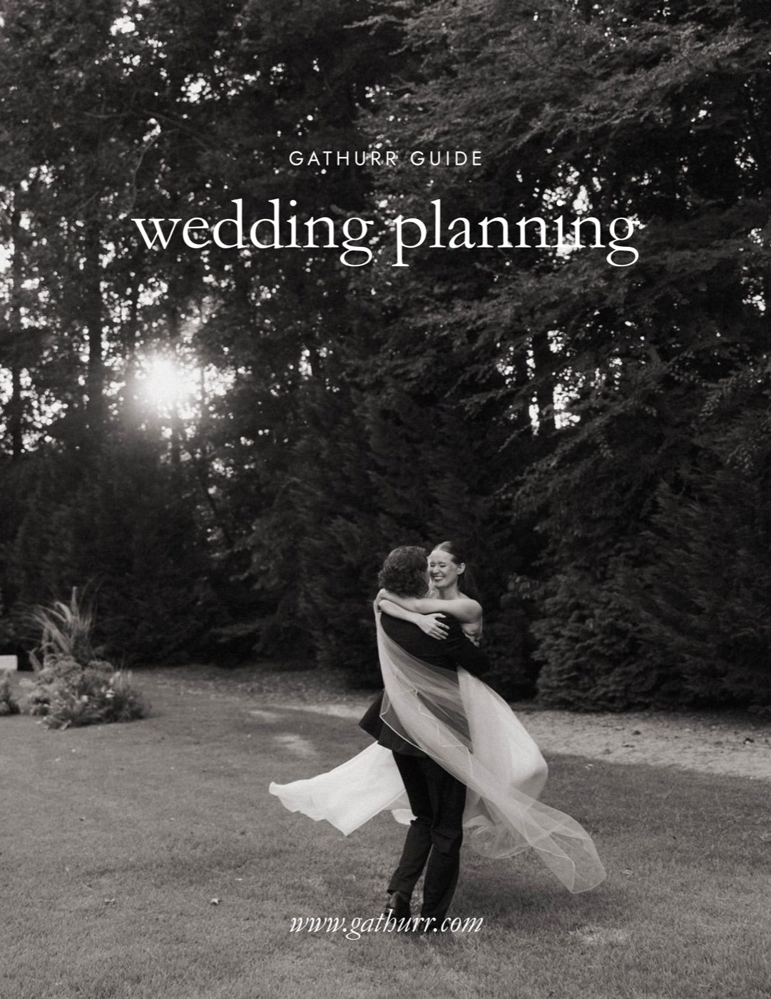 The cover of the free gathurr wedding planning guide