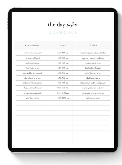 Wedding Blueprint Planner Timeline