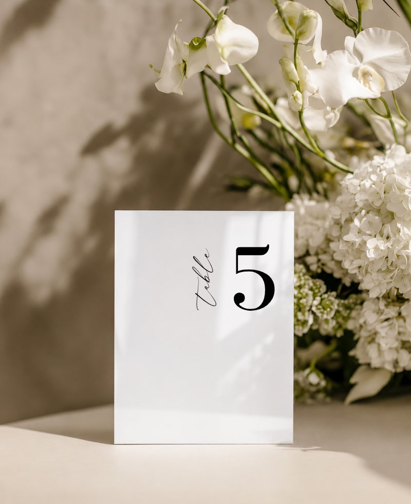 Wedding table number sign in a stand